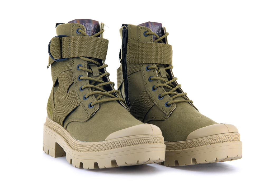 Botas Palladium PALLABASE TACT S TX Mujer Verde Oliva | Costa Rica-83176